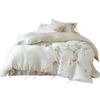 Summer Orchid Tencel Four-Piece Silk Smooth Bedding Set with Embroidered Duvet Cover