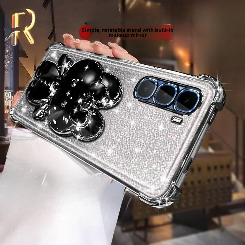 Glitter Mirror Rabbit Stand Phone Case for INFINIX HOT 70 60 50 40 Pro Plus 60I 50I 40I 4G 5G Four Corner Shockproof Soft Cover