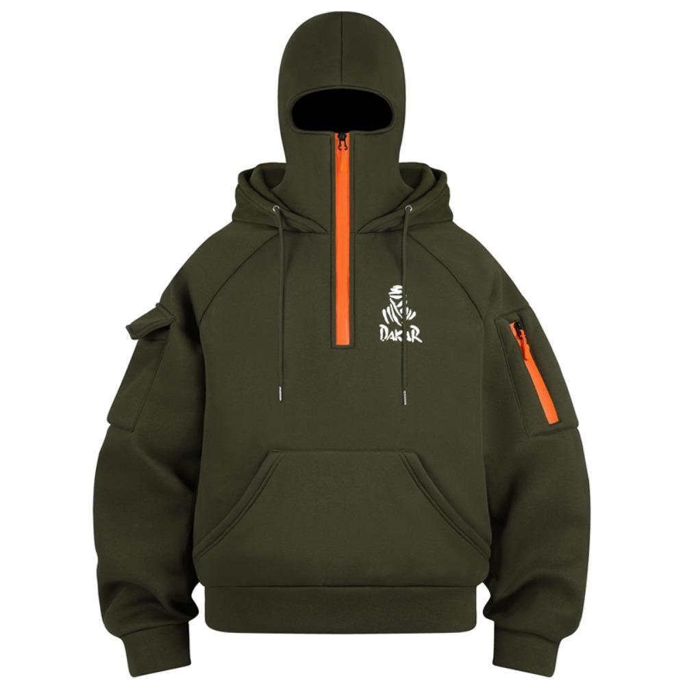 

Чоловічий худі з принтом у стилі ніндзя, багато кишень, напівблискавка, подвійний капюшон, осінь/зима, вулична мода, повсякденний спортивний худі XXL