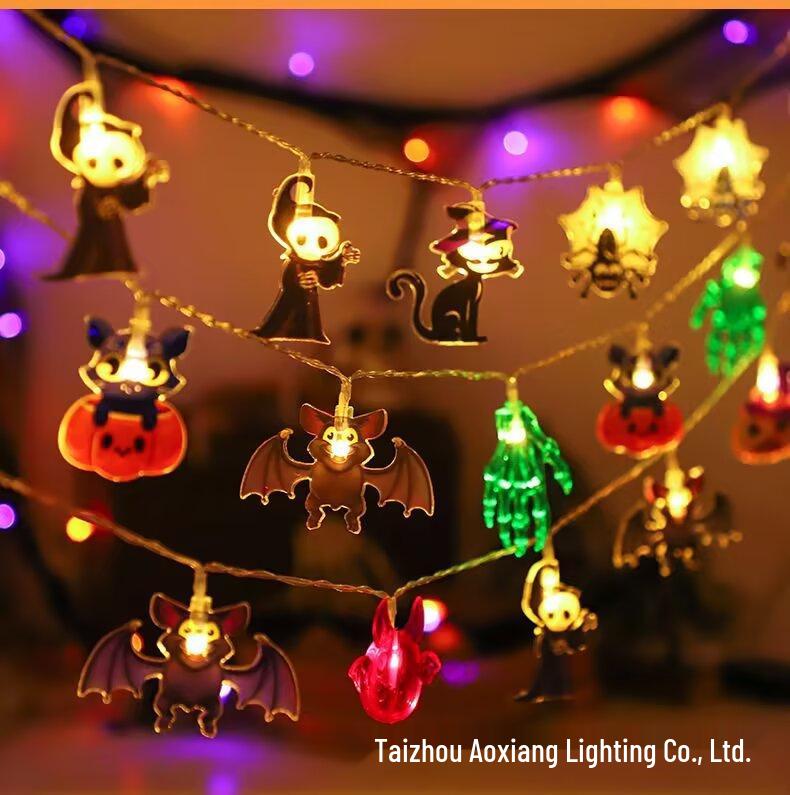 Colorful Halloween Pumpkin Bat Ghost String Lights for Spooky Decor