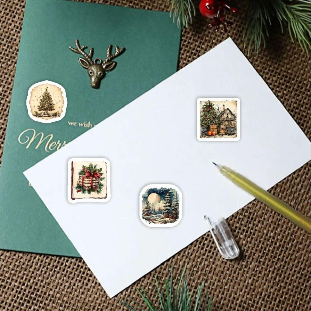 250Pcs 1.18x1.34inch Christmas Stickers Roll DlY Craft Irregular Classic Xmas Tree Seal Stickers Merry Christmas Santa Claus