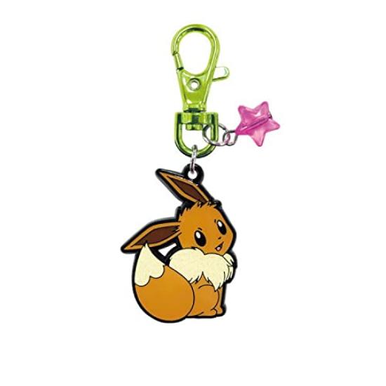 SK Japan Pokemon Sparkly Metal Keychain Eevee 15023 Brown Small