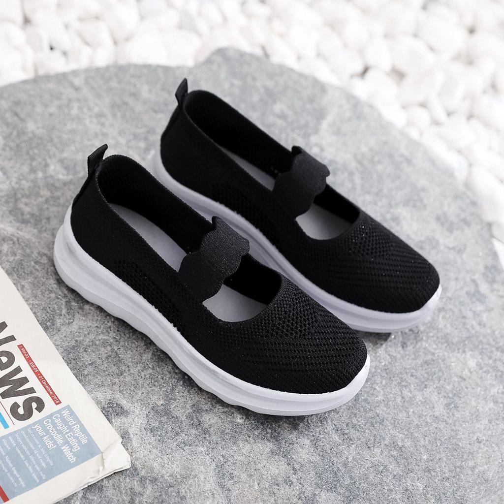 Female Footwear Mesh Breathable Wedge Women's Shoes Black Korean New In 2024 Y2k Fashion Walking Stylish Promotion Offer A