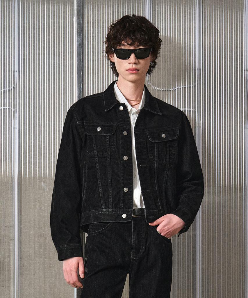 Lmood Bourbon Denim Trucker Jacket Velvet Tin Black