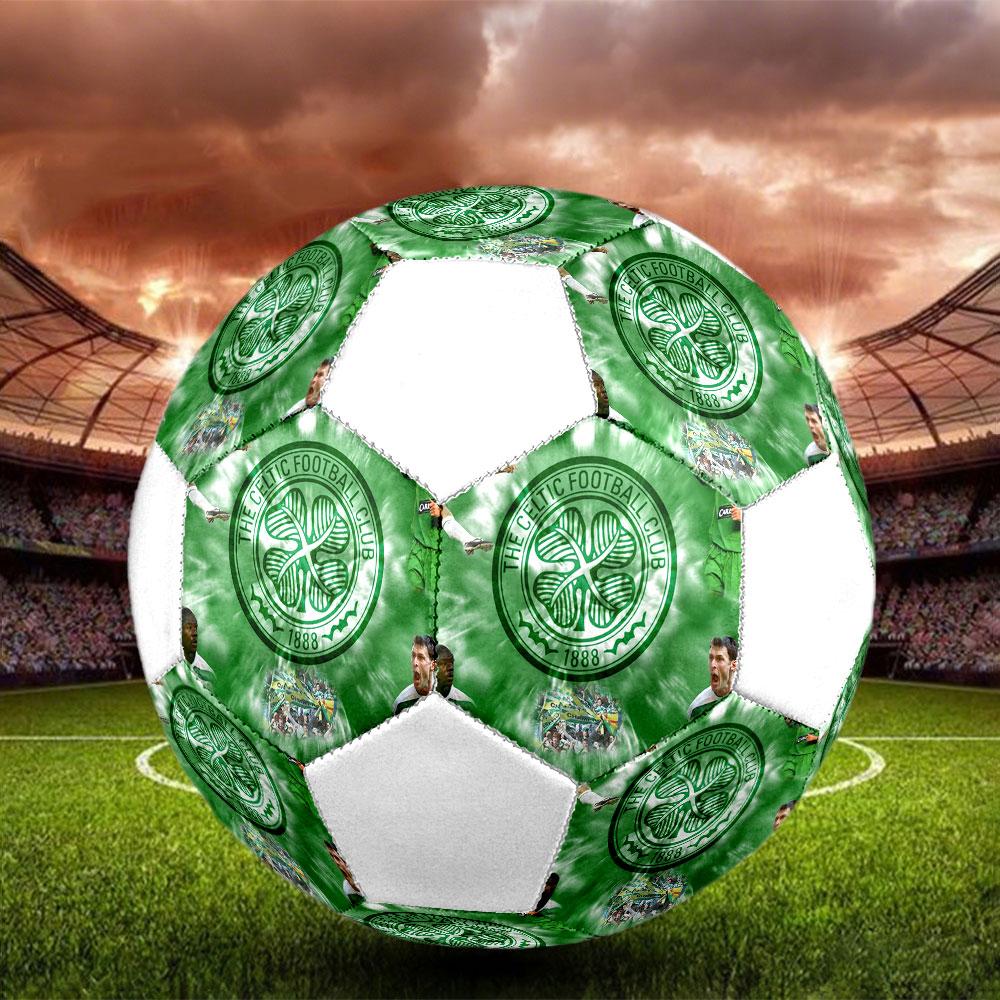 Celtic FC Size 5 Soccer Ball, Machine-Stitched PVC, Durable & High Bounce, All Ages Fit, Fan Merchandise, Matches & Outdoor Use.