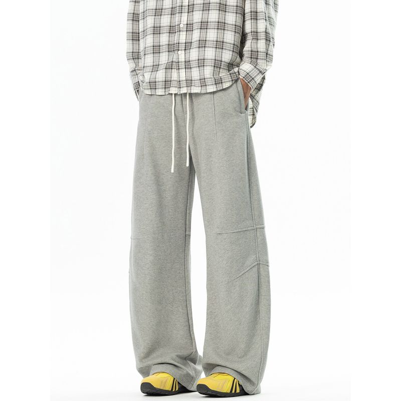 Wassup Three-Dimensional Patchwork Stylish High-Street Loose Straight-Leg Sweatpants Wide-Leg Ins Drapey Scimitar Sports Pants for Men and Women