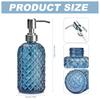1pc 16oz Blue Soap Dispenser Bathroom, Glass Soap Dispenser with Pump, Gem Patterned Glass Soap Dispenser for Hand Soap