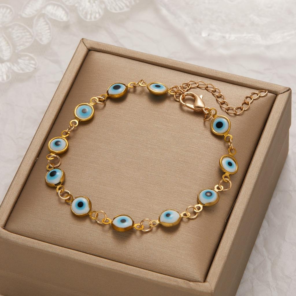 Lucky Turkish Evil Eyes Bracelets For Women Men Fashion Colorful Red Blue Demon Eye Metal Chain Bangles Good Luck Wealth Jewelry