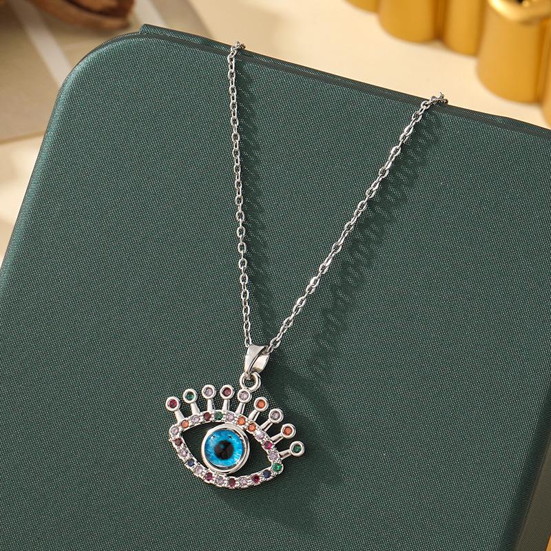 Beliebte Halskette mit blauem bösen Blick aus Titanstahl für Damen – Vielseitiger und personalisierter Schlüsselbeinkettenschmuck