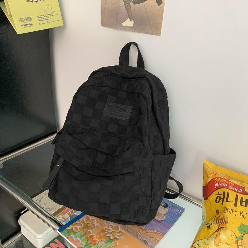 Schoolbag Women's High School Students Large Capacity Backpack Plaid Women's Backpack