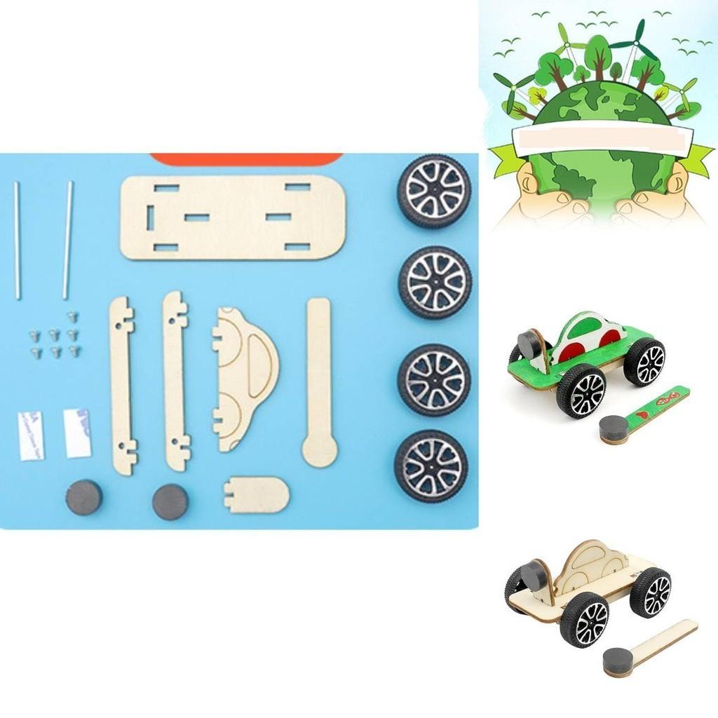 Educational Magnetic Wood Car Diy Science Toy For Kids Stem Learning Handcrafted Model