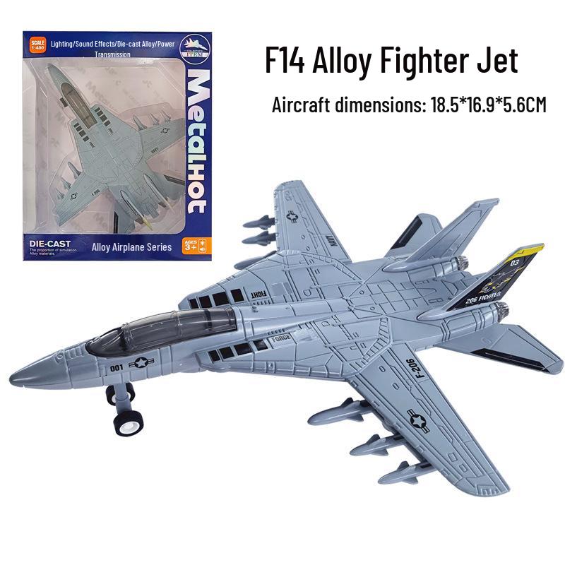 Meileqi Alloy Fighter Jet Toy with Pull-back, Sound & Light - F14, F15, F18, F22 Models