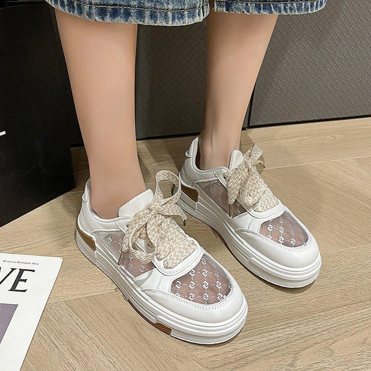 2025 summer foreign trade new board shoes women's fashion little white shoes low-top round head with breathable casual mesh shoes women