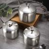 Stainless Steel Seasoning Jar Set with Spoon - Gold Kitchen Condiment Containers for Salt, Pepper, Sugar & Spices - Bbq & Restaurant Essentials