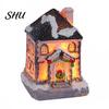 Desktop Christmas House Ornament Glowing Romantic Warm Lighting Resin Craft Small Glow LED Snow Covered Decoration Figurine Statue Party Festival Gift