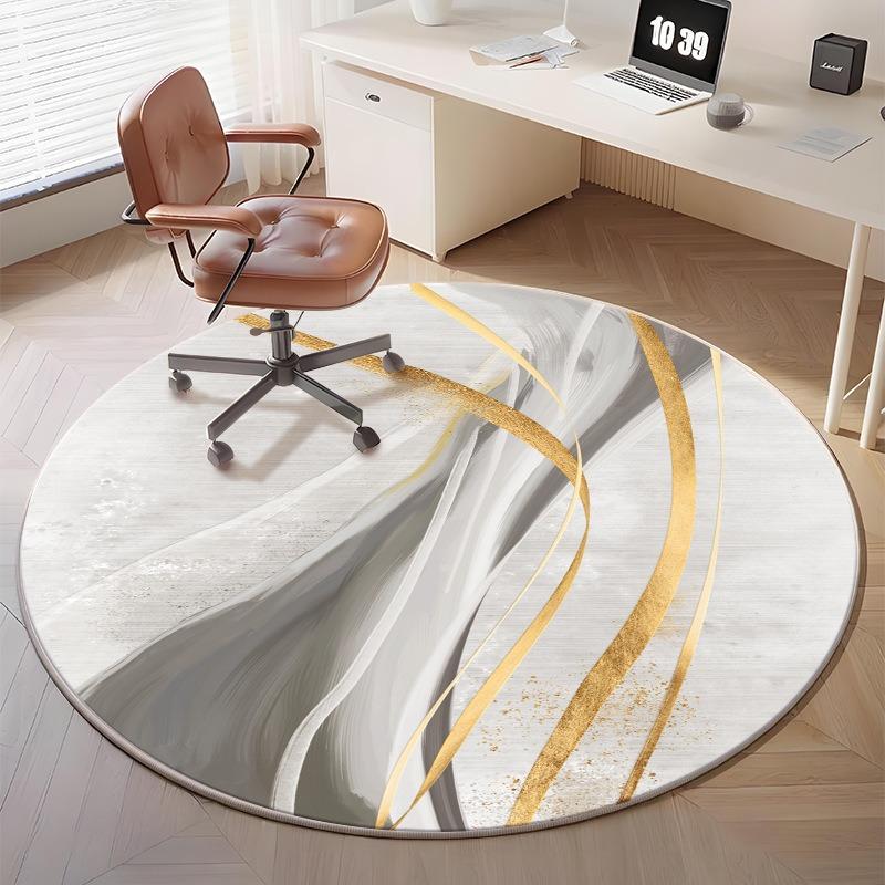 Minimalist Geometric Round Rug for Home Office Decor Modern Abstract Pattern Floor Mat Adding Stylish Workspace Vibe