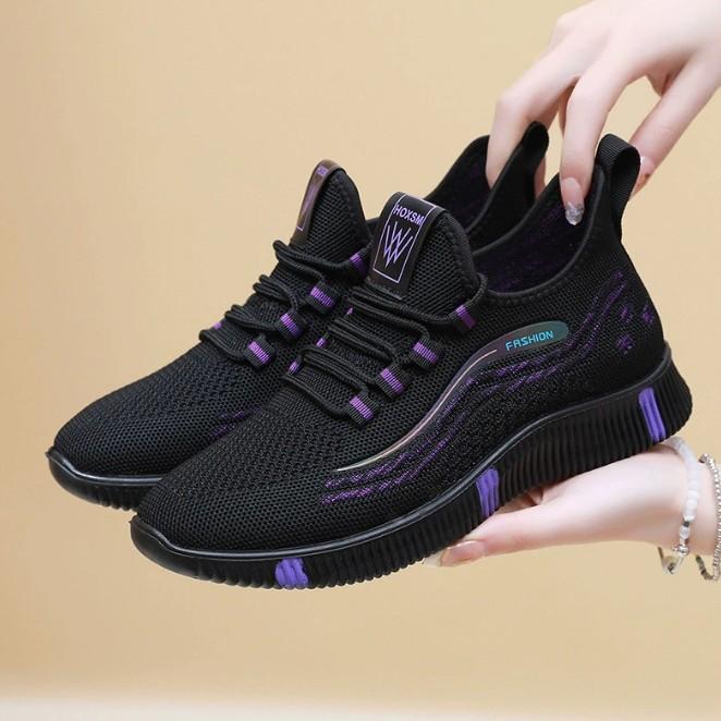 Mesh new flying woven women's shoes walking light soft sole women's sports shoes versatile casual shoes breathable shoes