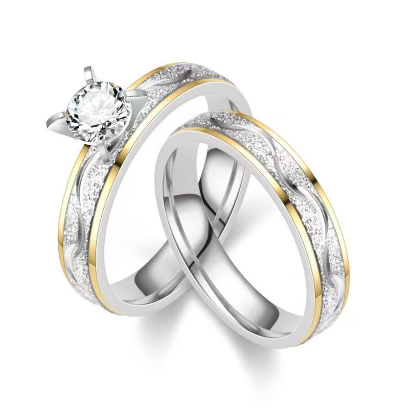 High-End Colorfast Stainless Steel Couple Rings - Luxurious and Niche Design