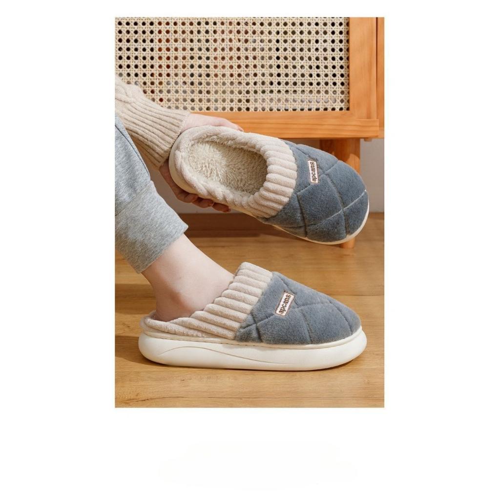 Baumwollpantoffeln für Damen und Herren, Herbst und Winter, Indoor Zuhause, Weiche Sohle, Rutschfest, Haushaltliche Wärme, Plüsch, Paar Baumwollpantoffeln
