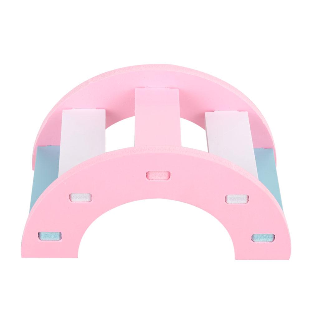Wooden Hamster Play Bridge Toys   Seesaw Activity Cage for Pet Guinea   Mice Pink