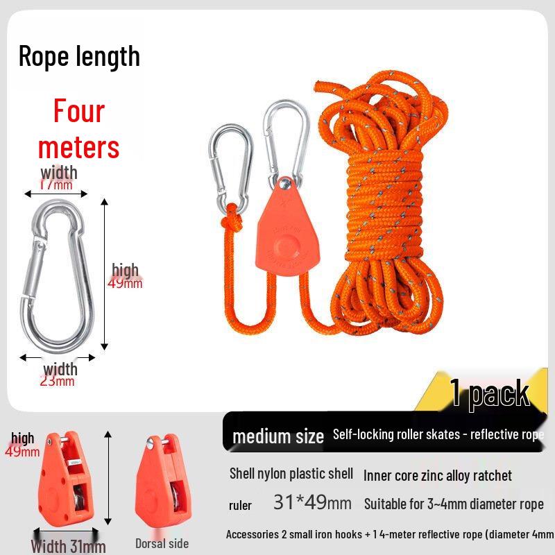 ZISIZ Camping Tent Guy Rope with Pulley Adjuster