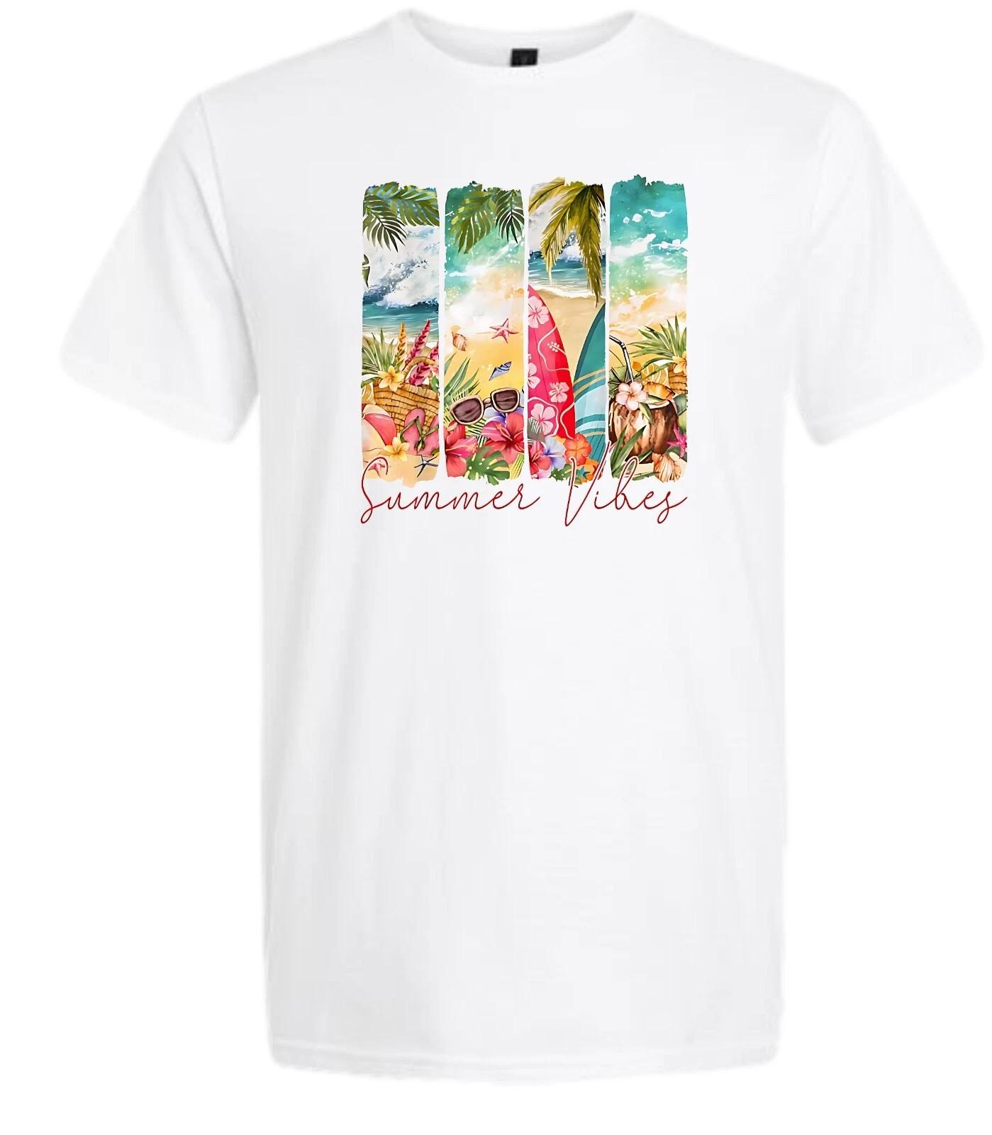 Summer Vibes Hawaiian Beach Theme T Shirt 4XL