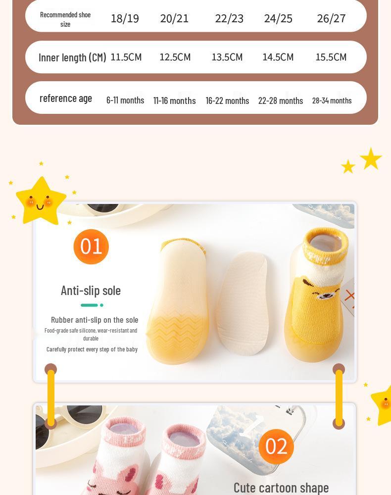 New Baby Cartoon Animal Non-slip Indoor Walker Socks Shoes for Spring & Autumn