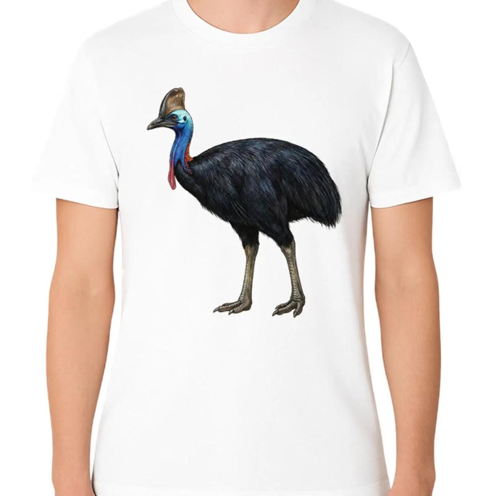 Cassowary Bird T Shirt Realistic Exotic Wildlife Animal Vintage Slightly Graphic Fashion Stylish Casual Breathable