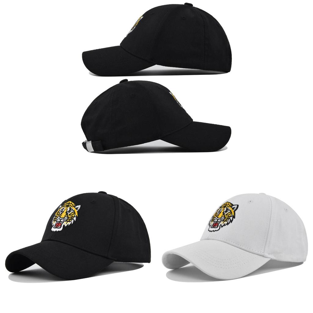 Męska Czapka Baseballowa z Głową Tygrysa Ins Modna Czapka z Daszkiem Duck Tongue Koreańska Moda Codzienna Miękki Daszek Biała