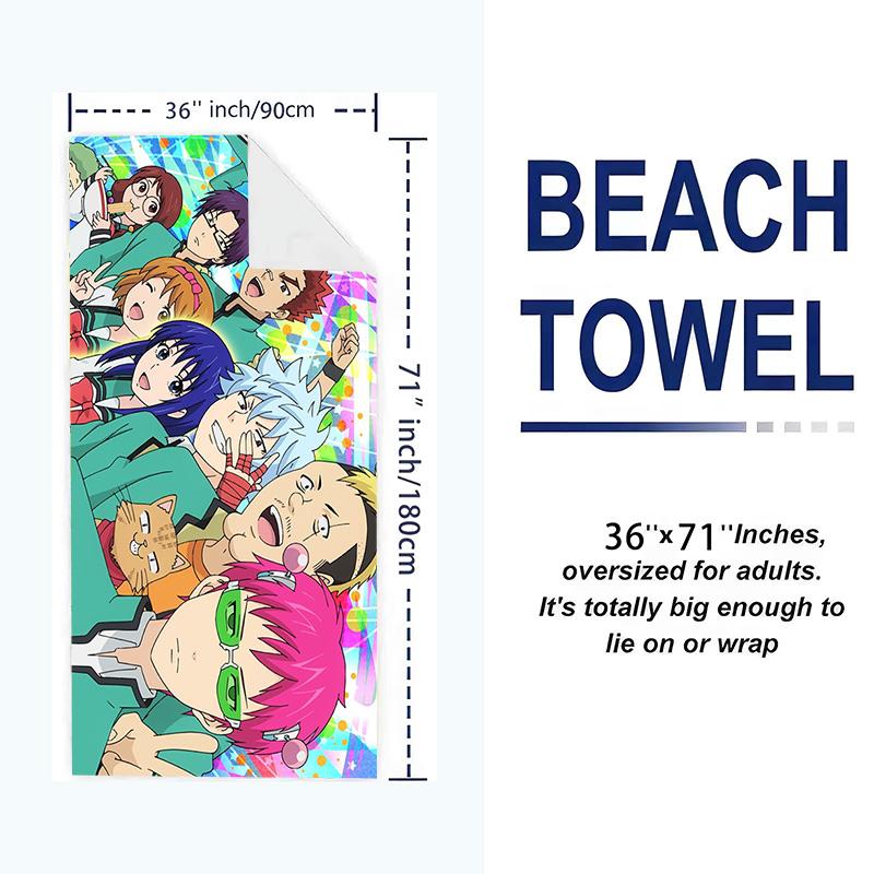 Saiki Print Beach Towel, Large Soft Quick Dry Towel for Beach Camping Swimming