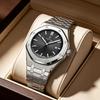 Men's Fashion Analog Quartz Wristwatch Octagonal Bezel Stainless Steel Band Calendar Dial Casual Dress Watch for Men