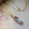 Luxury high quality simple natural stone fashion French light luxury geometric pendant copper plated real gold necklace, hot jewelry
