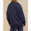 Womens Loose Half Button Collar Long Sleeve Casual Sweatshirt
