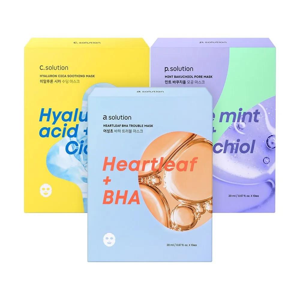 

[10+10+10] Dot Solution Hyaluronic/Houttuynia/Bakuchiol Mask Pack 3 Types Houttuynia Cordata BHA Truffle Mask Pack 10 Sheets
