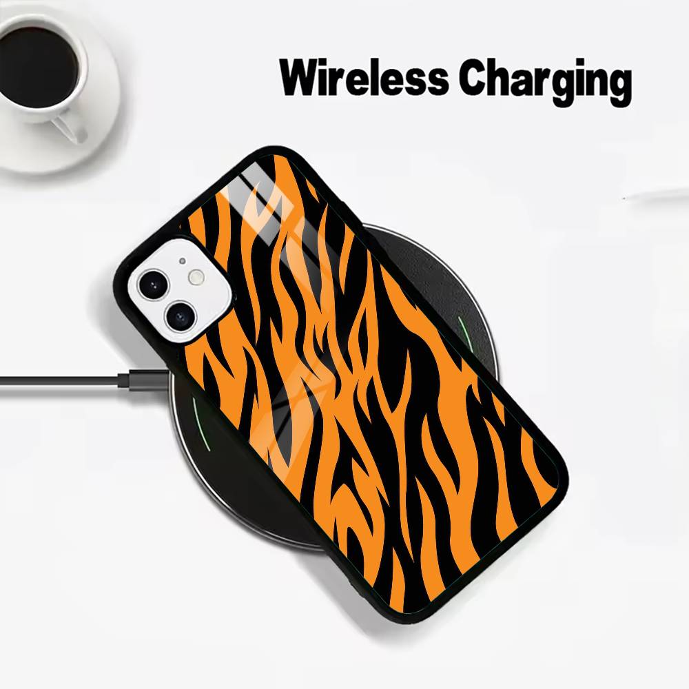 Bold Tiger Stripe Wireless charging phone case compatible with iPhone 17/16/15/14/13/12/11