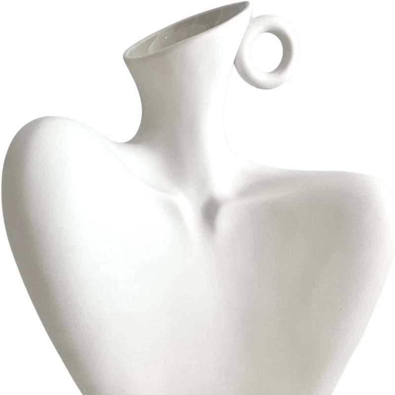 Kroppsvase Hvit keramikkvase Minimalistisk stil, Unik statuekunstbustvase, moderne abstrakt blomstervase for hjemmeinnredning, midtdeler, borddekorasjon