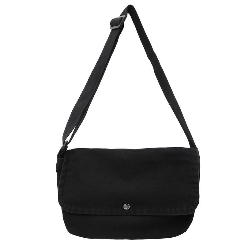 Japanese Canvas Bag Crossbody Men s Women s Retro Simple Shoulder Student Backpack Class Lightweight 34x10x22 чёрный