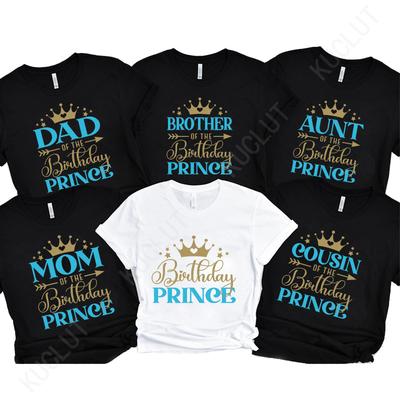 Geburtstagsprinz Kinder Erwachsene T-Shirts Mama Papa des Geburtstagsprinzen T-Shirts Geburtstagsfeier Partner-T-Shirts Familienparty Oberteile