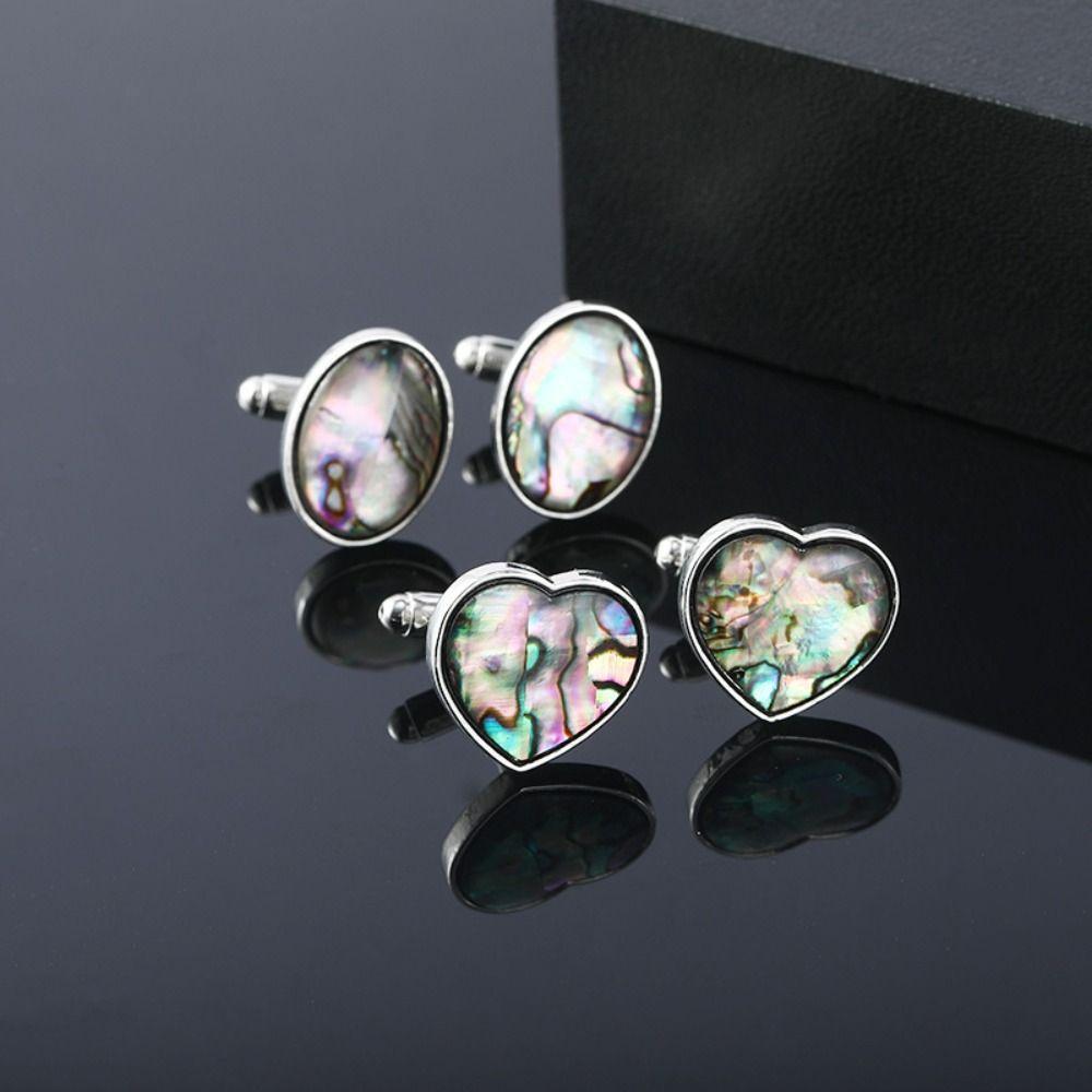 Shell Men Cufflinks Gradient Color Geometric Cufflinks French Shirt Cufflinks  Men Accessories