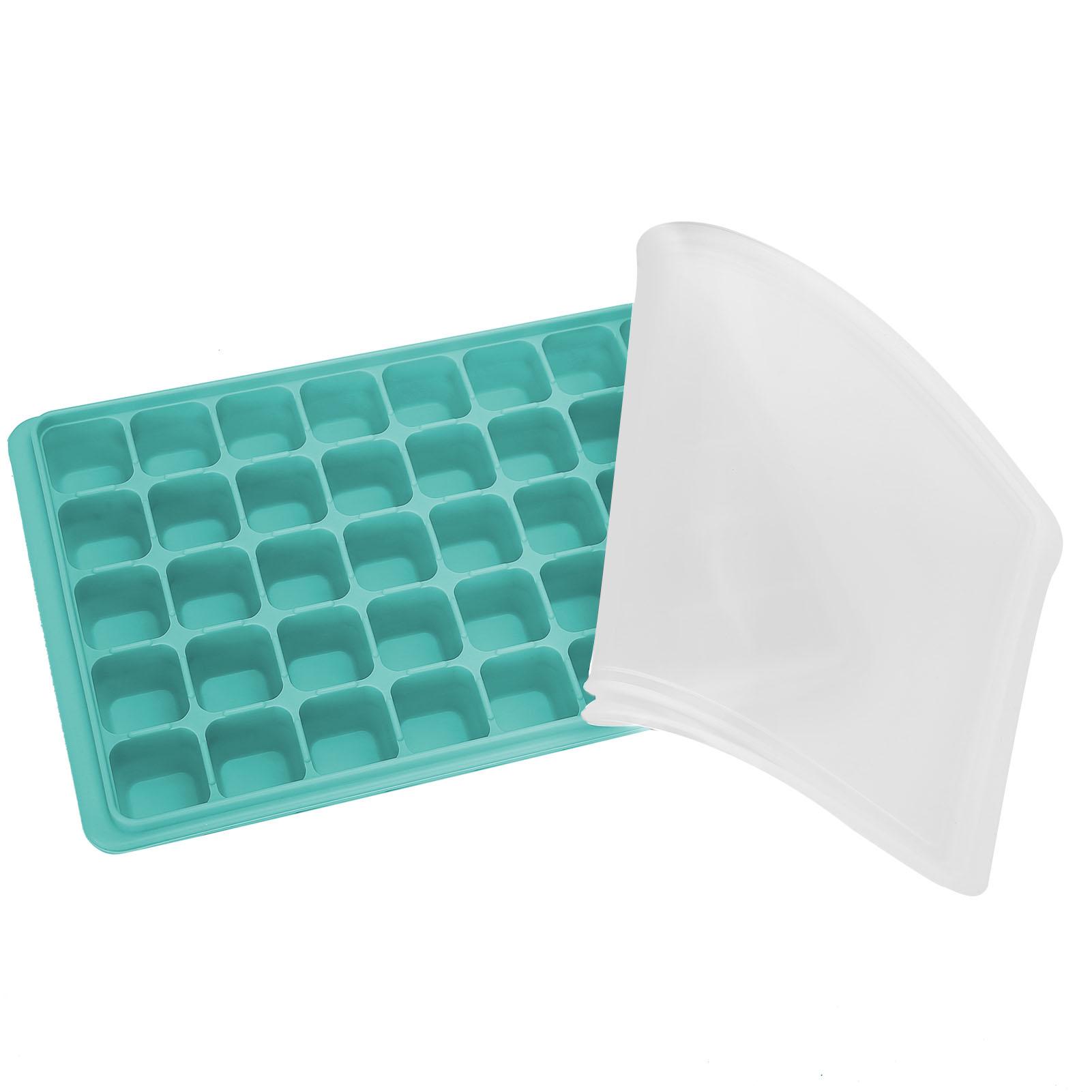 

Ice Cubes Tray Molds Reusable 40 Cavity Silicone Ice Cubes Molds with Covers for Home Kitchen зелёный