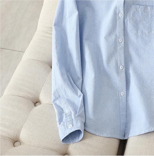 Casual Cotton Women's Oxford Shirt  Autumn Good Quality Woman Blouse and Lady White Blue Striped Shirts Clothes