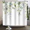 Small Fresh Shower Curtain Hand Painted Plant Watercolor Waterproof Polyester Shower Curtain With Hooks For Bathroom Decoration