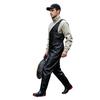 Men One Shoulder Fishing Jumpsuit Water Resistant Sleeveless Elastic Side Waist Legs Overalls with Hook Loop Fastener and Zip Pockets