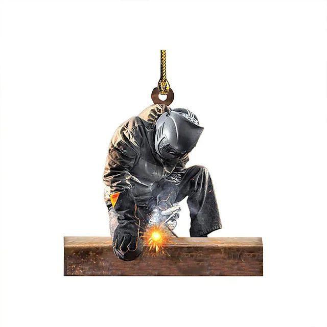 

Cartoon Trendy Welder Acrylic Car Pendant Eyecatching Decor For Home Auto And StyleI