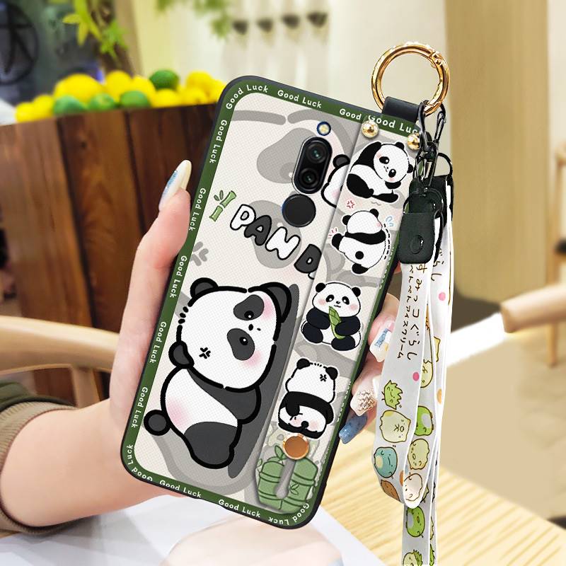 Cute Kickstand Phone Case For Xiaomi Redmi 8 Protective Silicone Cartoon Fashion Design Back Cover Lanyard Anti-knock