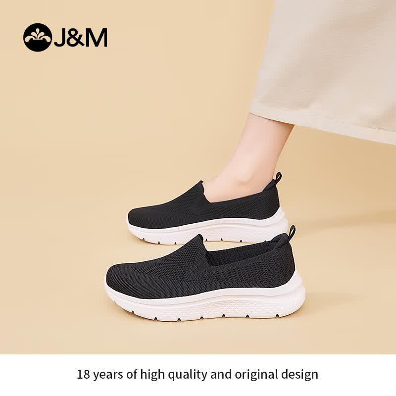 Женские сетчатые слипоны для ходьбы и спорта J&M 37 чёрный