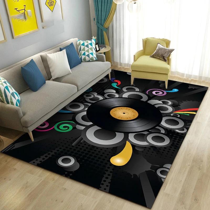 3D Vintage Classical Music Vinyl Record Area Rug Carpet Living Room Decor Bedroom Sofa Carpets Bedside Non-slip Mat Doormat