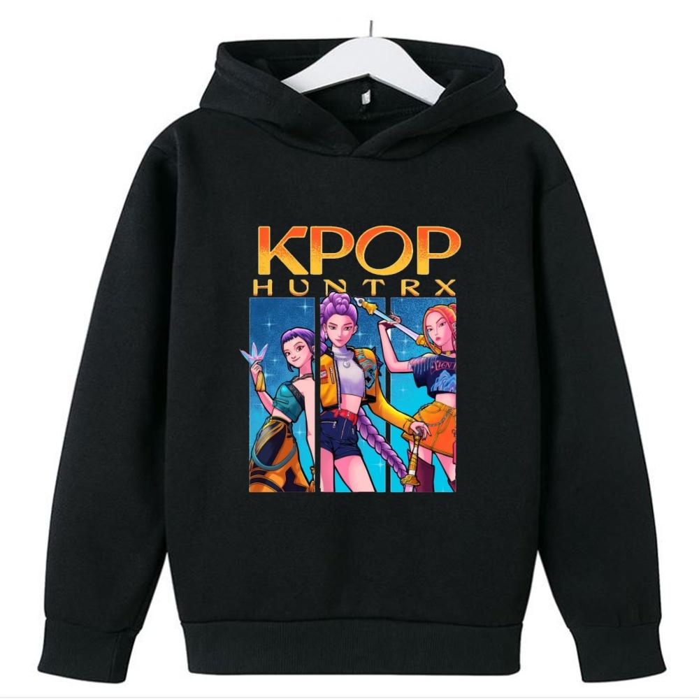 KPop Demon Girls Fashion Casual Sweatshirt Movie New Kids K-Pop Demon Hunters Hooded Tops Toddler Girl Clothes Hunters Hoodie