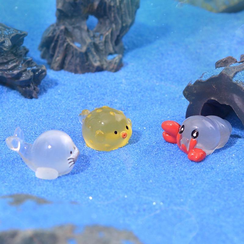 Cartoon Meeresbewohner Serie Mikrolandschaft Aquarium Landschaft Kleines Ornament Mini Seelöwe Einsiedlerkrebs Oktopus DIY Zubehör