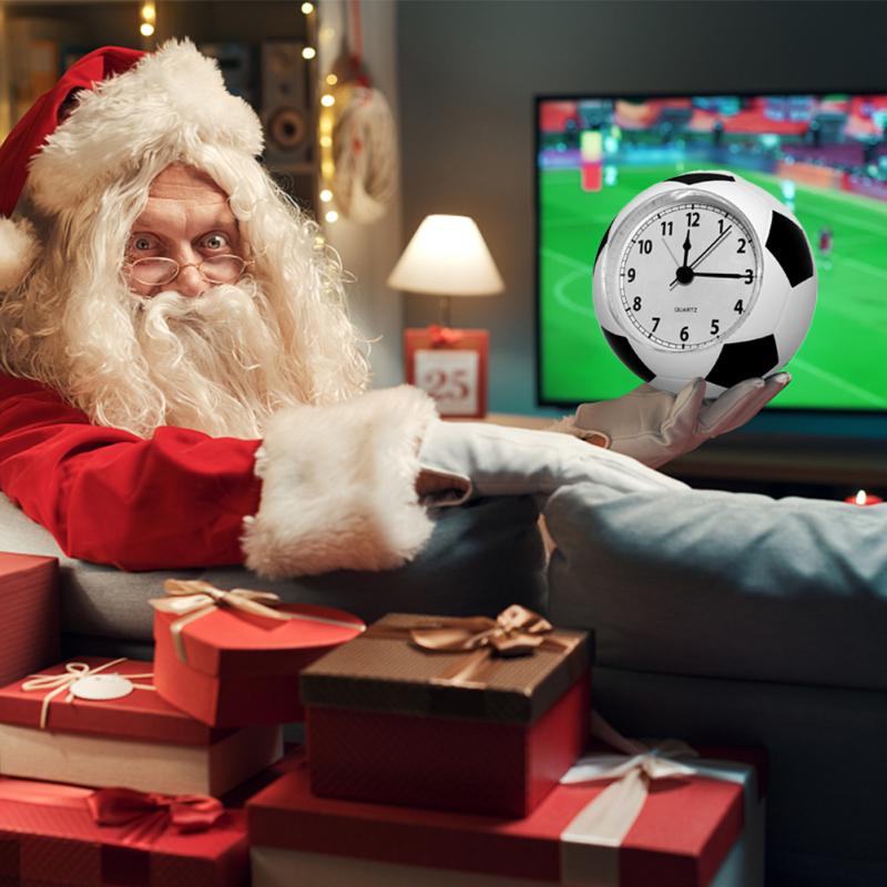 Tragbarer Cartoon-Wecker in Fußballform, stummgeschalteter Desktop-Wecker für Schüler und Kinder